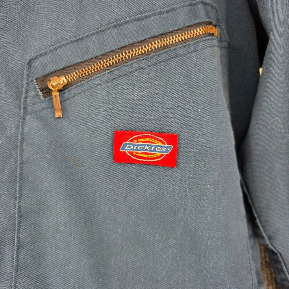 Dickies Mens Navy Blue Long Sleeve Zip Front Utility Workwear Coveralls 40 Reg